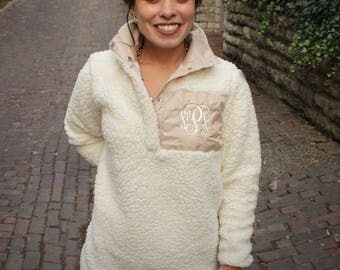 Monogrammed Fleece Sherpa Pullover | Personalized Sherpa Sweatshirt | Monogrammed Sherpa Fleece | Monogrammed Fur Sweater