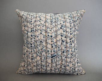 Tie Dye Shibori Pillow, Naturally Dyed Pillow, Boho Pillow, Indigo Shibori Pillow