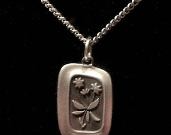 Mid Century Vintage R. Tennesmed Sweden Scandinavian Pewter Pendant Necklace