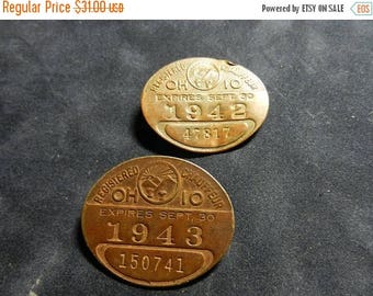 Summer Sale Two Vintage Ohio 1942 / 43 Chauffeur badges