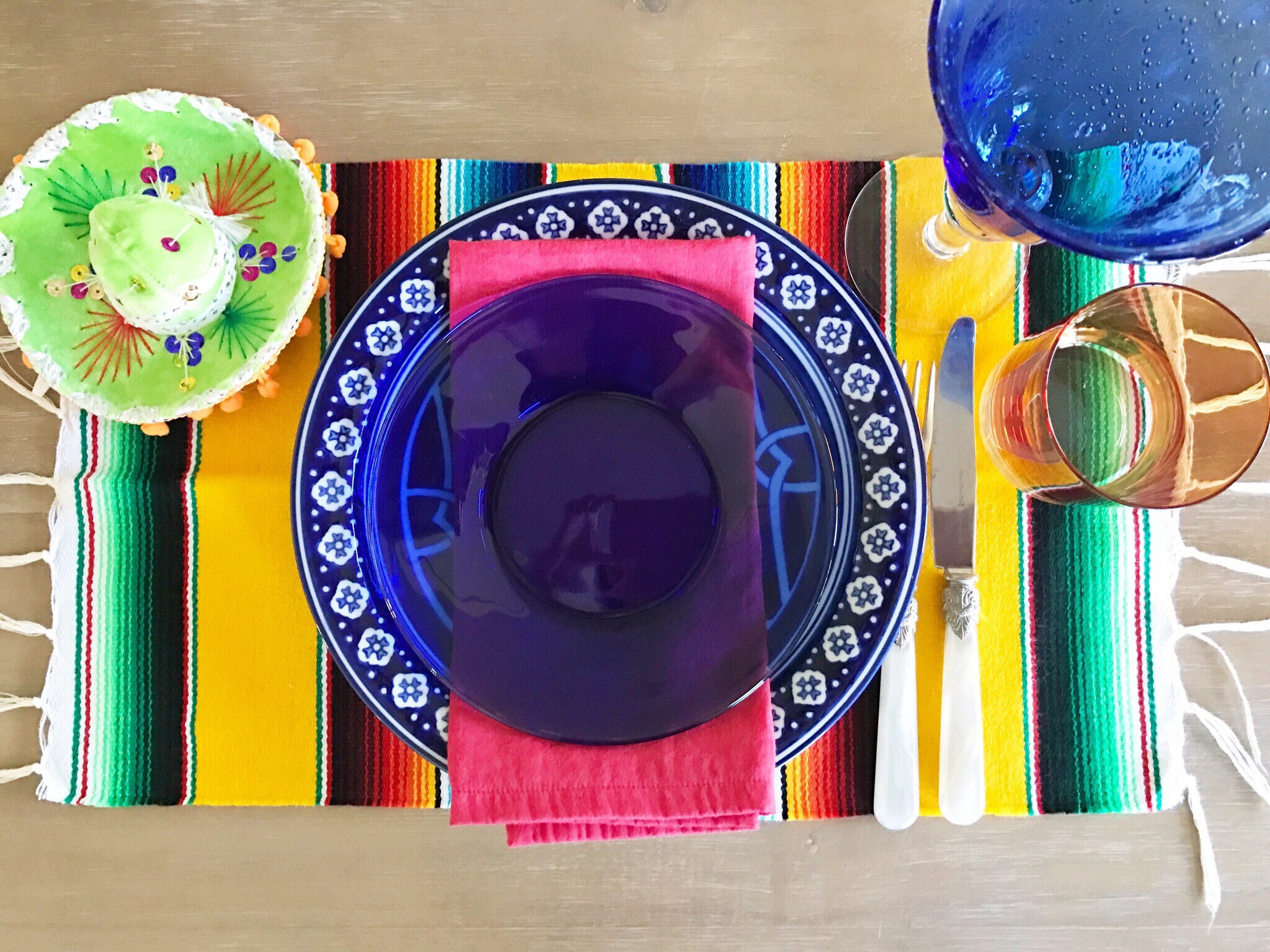 Mexican serape placemats set of 4. Assorted colors Fiesta