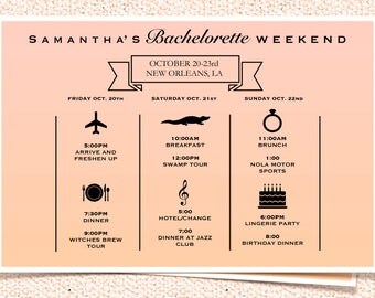 Bachelorette itinerary template | Etsy