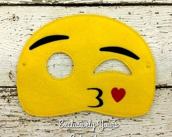 Wink Kiss Emoji Childrens Felt Mask - Costume - Theater - Dress Up - Halloween - Face Mask - Pretend Play - Party Favor