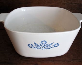 Vintage Corning Ware Casserole Dish Blue Cornflower 1 3/4 qt