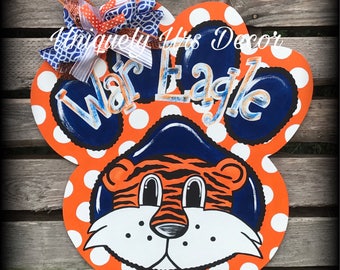 War Eagle Door Hanger, Football Door Hanger, Paw Print Door Hanger, Tiger Door Hanger