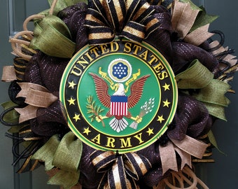 Army Wreath, United States Army Wreath, Military Wreath, Patriotic Wreath, Deco Mesh Wreath, Front Door Wreaths, Wreaths
