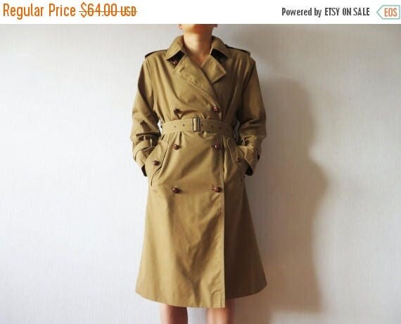 ON SALE Vintage Women's Brown Trench Coat Classic Double