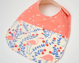 Organic baby bib - flamingo baby bib - pink baby bib - organic baby gift - new baby gift - organic baby girl clothes - organic baby girl
