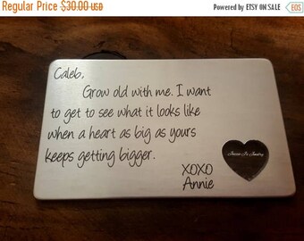 Customizable Gift, Personalized Wallet Insert, Wedding Vows, Wedding Gift, Gift for Him, Father's Day, Anniversary, Couples, Love Note