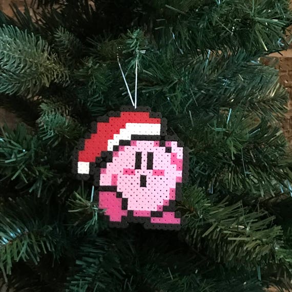 Kirby Nintendo Perler Bead Christmas Ornament