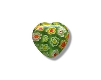2 hearts 13.5 mm x 13 mm millefiori glass beads