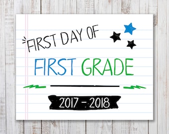 Printable First Day of School Sign, Back to School Printable, Boys or Girls Photo Prop, First Grade Sign, Back to School Photo Prop, 1st