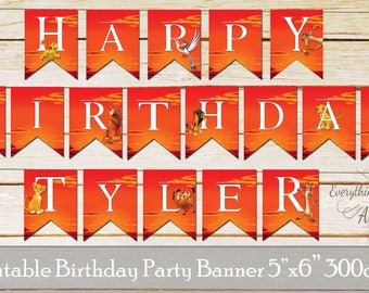 Lion King birthday flags, Lion King party banners, Lion King birthday party, Lion King banners, Simba flags, Printable party flags