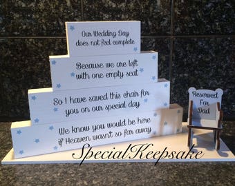 Personalised Wedding Heaven Memorial Plaque Stacking Block Rocking Chair Decoration Ornament Rememberance Angel Loved One You Would Be Here