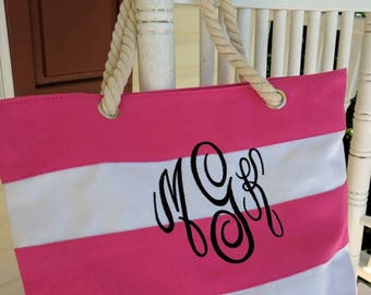 Beach tote bag, monogrammed tote bag, personalized tote bag, custom bag, custom bridesmaid bag, bridal party gift, monogrammed bridesmaid