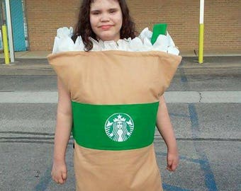 Adult Starbucks Frappuccino Halloween Costume Womens Size 14 to 16 Perfect for Work or Office Party Slips Easily over Your Head !