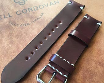 Shell Cordovan Watch Strap, burgundy