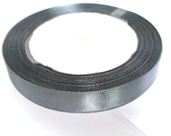 1 reel 23 m gray 12mm colored satin ribbon