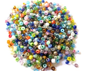 10gr multicolored beads of glass 3mm (approximately 500 beads)