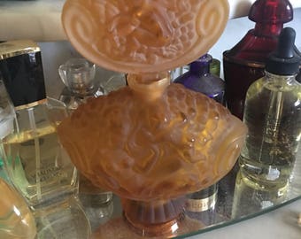 Czechoslovakian Art Glass Perfume Bottle/ Bohemia/Art Deco/Etched Glass/With Labels