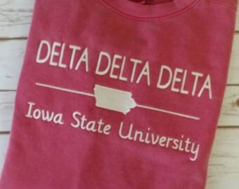 Custom sweatshirt, Delta Delta Delta Sweatshirt, Sorority Sweatshirt, Comfort Colors Sweatshirt, Monogrammed, Personalized Sweatshirt