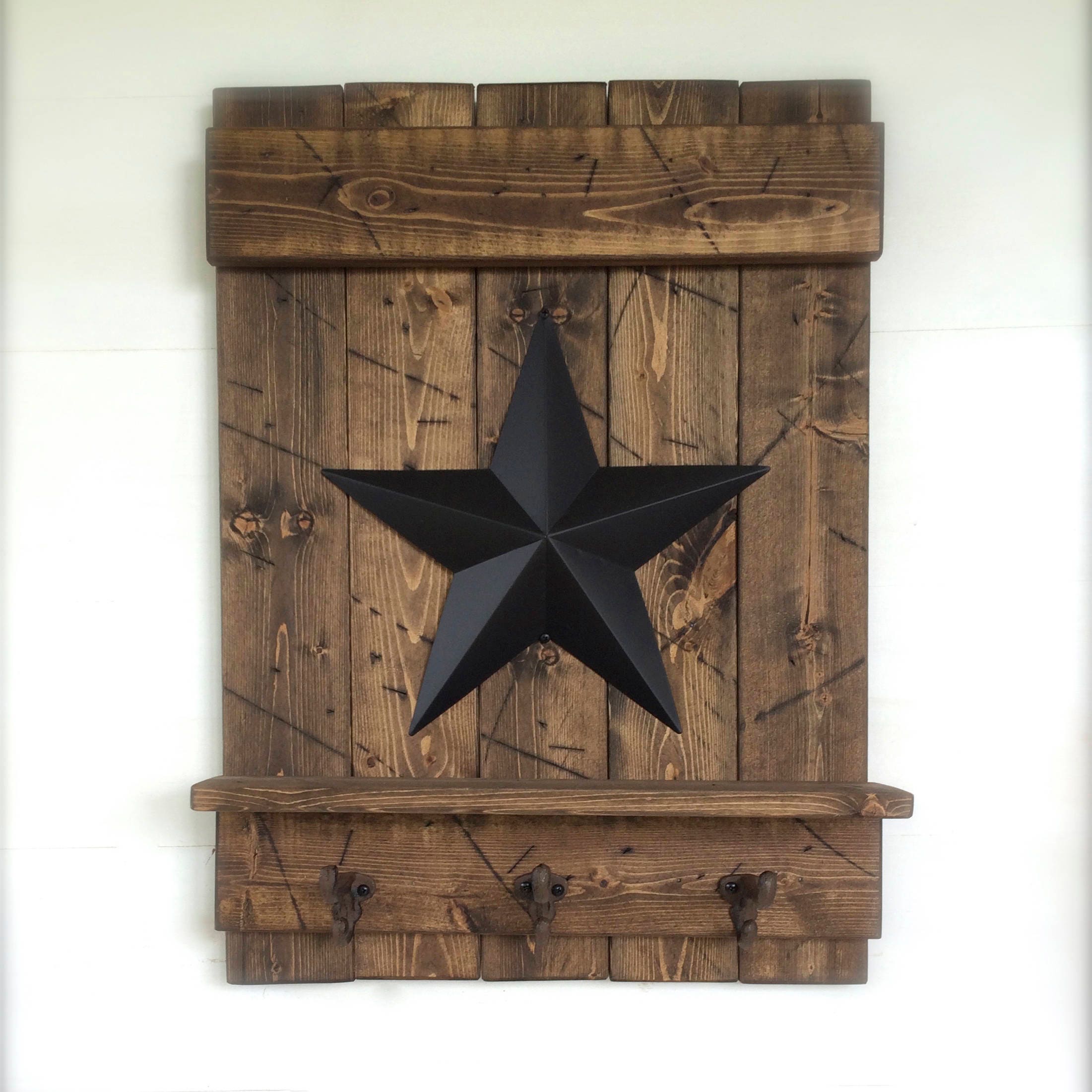 Distressed Wood Wall Shelf Barn Star Wall Decor Wooden Wall