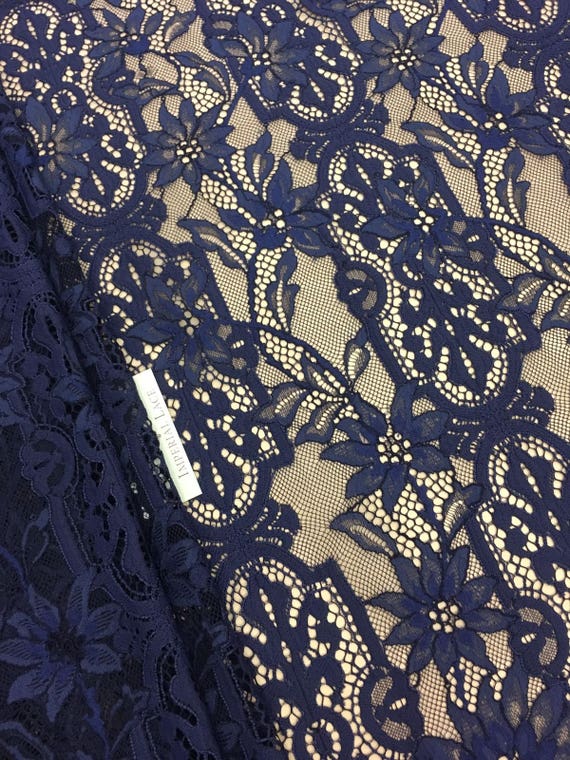 dark Blue lace fabric, French Lace, lace, blue chantilly lace, soft ...