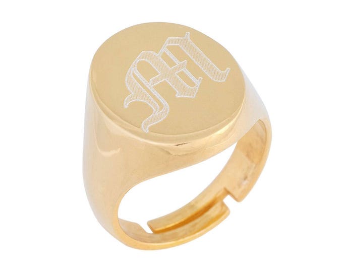 Oval Old English Initial Ring
