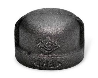 Iron Pipe End Cap Industrial Decor Steampunk Shelving Black Iron Pipe