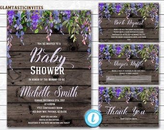 RUSTIC Baby Shower Invitation, Flower Baby Shower Invitation, Baby Shower Template, Country Baby Shower, Rustic Floral Baby, You Edit, DIY
