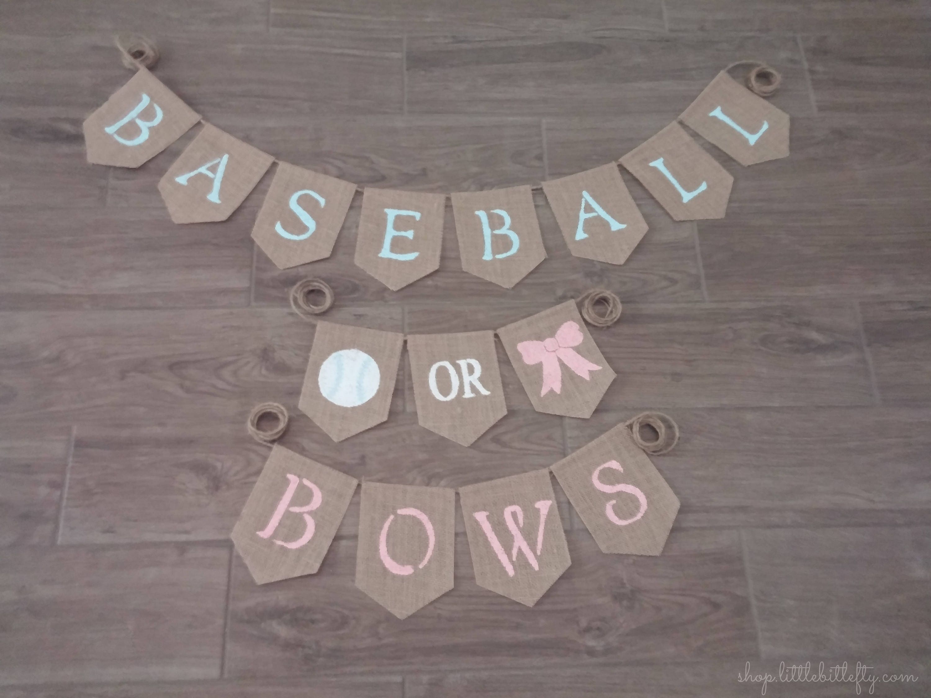 Baseball or Bows Gender Reveal Banner Baseball or Bows