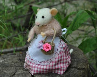 Cute needle felt mouse felted animal Plush miniature Wool