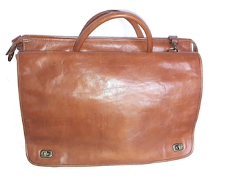 cartable ESCAPADE cuir camel vintage