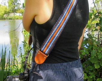 Handwoven Camera Strap, Extra Wide for Extra Comfort, Leather or Vegan Camera Strap Ends, Quick Release Options