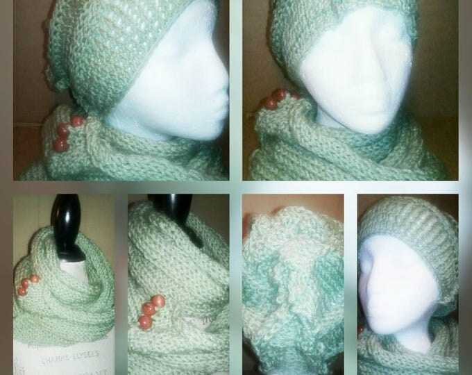 Knitted Hat and Infinity Scarf Set