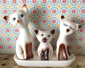 siamese cat salt & pepper shakers with toothpick holder