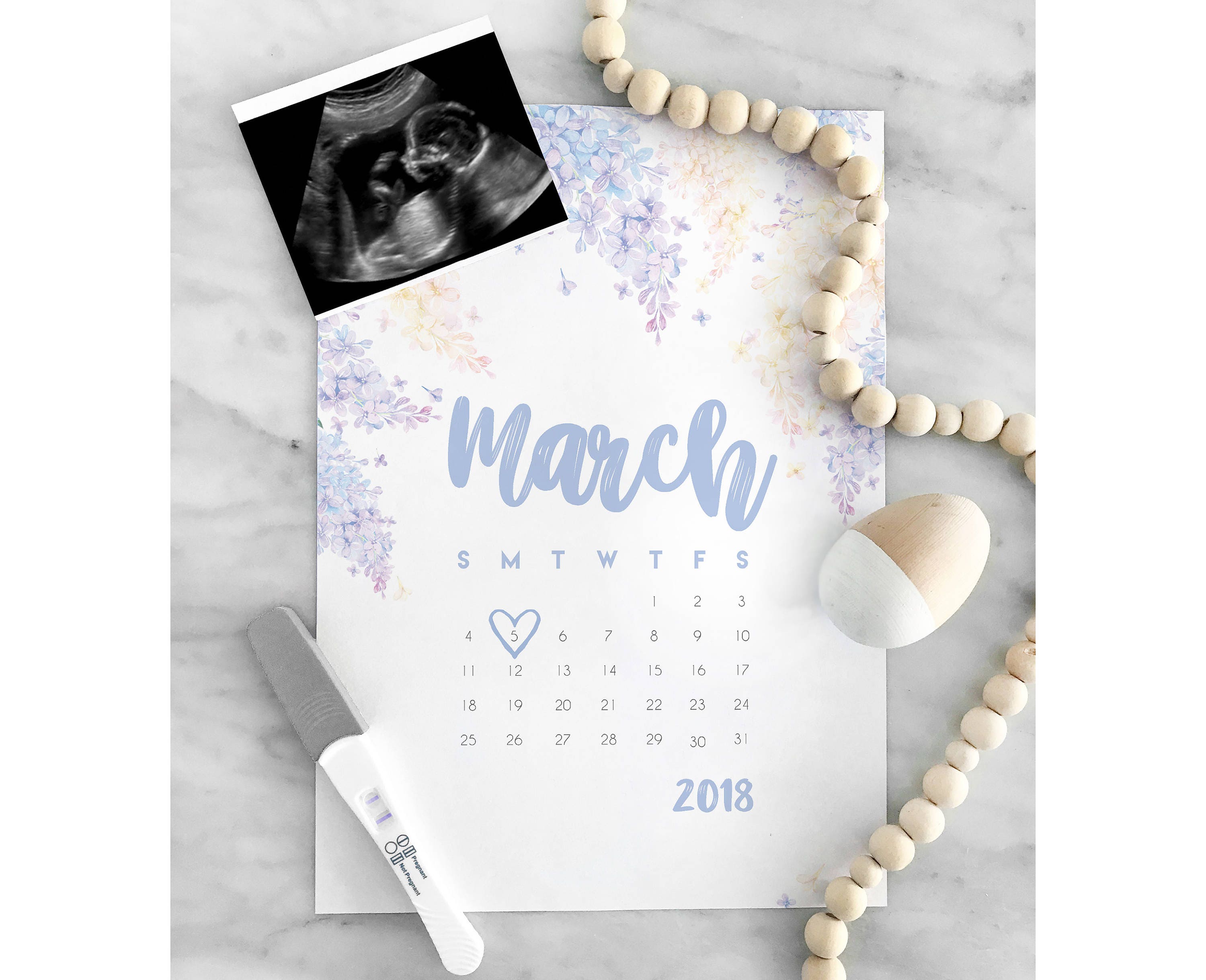 Pregnancy Announcement Printable Calendar Due Date Reveal