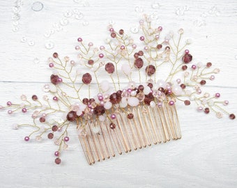 Gift|for|friend Hair|accessories Wedding hair Wedding rose gold Hair comb bridal Wedding hair clip Wedding hair comb Bridal headpieces Comb