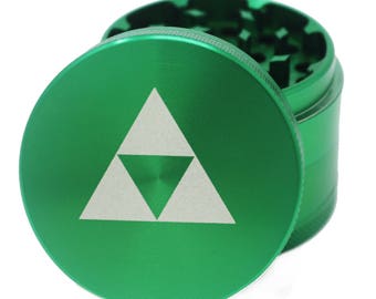 Herb Grinder Laser Engraved - Green - 2.2" Inch 4 Piece