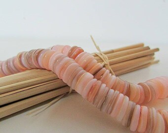 20 mother-of-Pearl bead approximately 8 x 2 mm - 6 colors - 1 mm hole - 582