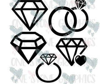 Diamond svg,diamond svg file,wedding ring svg,diamond ring svg,diamond and heart svg,digital cut file,wedding svg,bridal svg,bling svg,