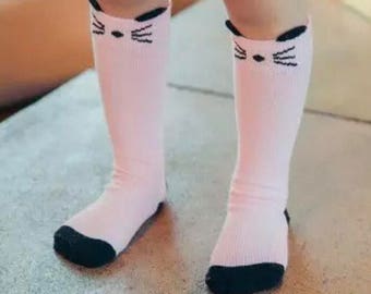 Knee High Socks, Pink Personalised, Leg Warmers for Baby and Toddler, Kids Socks