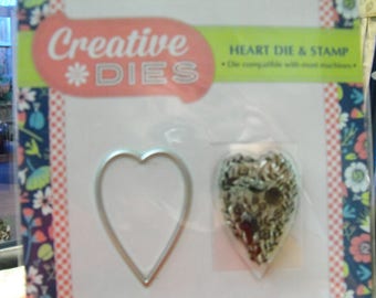 Heart Die and Stamp Set for Card Making, Scrapbooking, Paper Craft, Mixed Media, Art Journalling