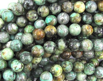 8mm african turquoise round beads 16" strand 30014