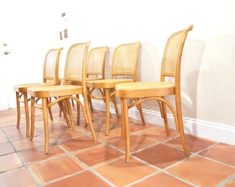 Mid Century Dining Chair SET Cane by Josef Hoffman Thonet Bentwood 811 Prague Chair