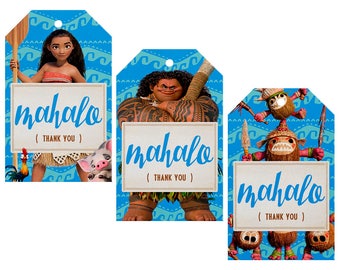 Moana Tags, Moana Favor Tags, Moana Thank You Tags, Moana Party, Moana Thanks tag, Moana Birthday Party