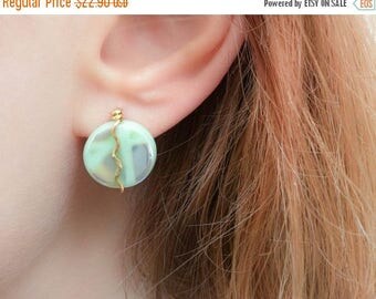 SALE - Mint Earrings-Mint Stud Earrings-Large Stud Earrings-Green Earrings-Sea Green Earrings-Sea Green Studs-Gold Stud Earrings-Mint to be