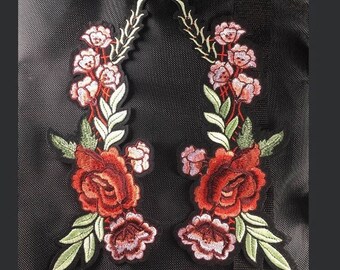 rose patch flower patch mirror flower applique back patch large patch erbroidered patch iron on patches iron on patch sew on patch