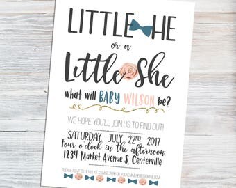 Gender Reveal Invitation - Little He Little She