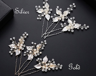 Pearl hair pins, wedding hair pins, decretive pins, pearl and silver pins, flower hair pins, flower pins